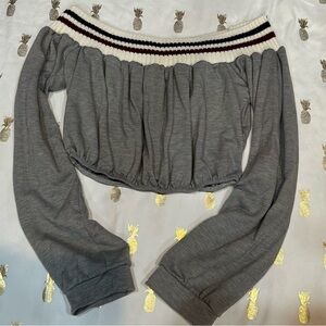 Amante Clothing Grey On/Off Shoulder Crop Top. Size tag worn, fits like Medium.